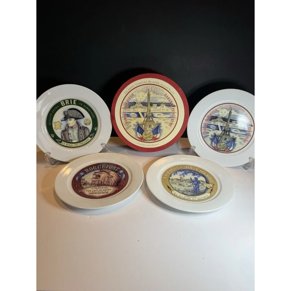 Restoration Hardware Classic French Cheese Plates Set of 4 w/ Box 8